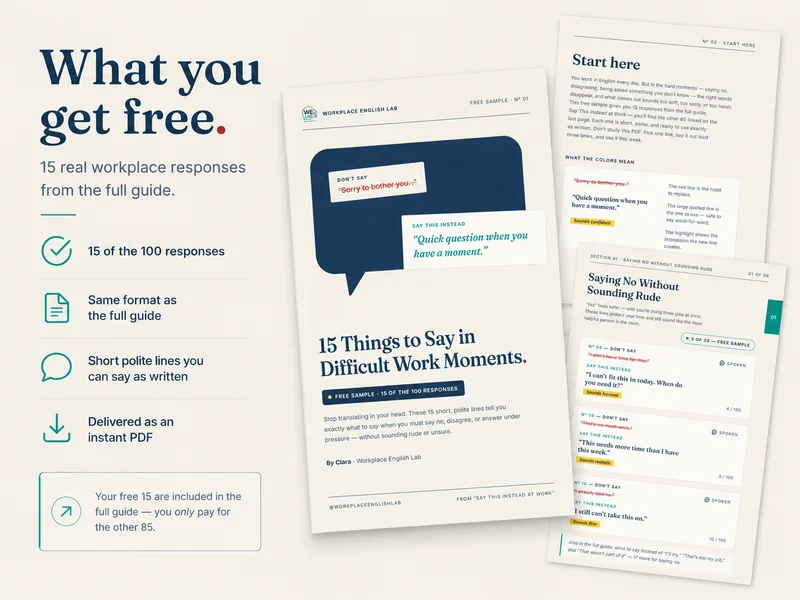 What the free sample includes: 15 real workplace responses from the full guide